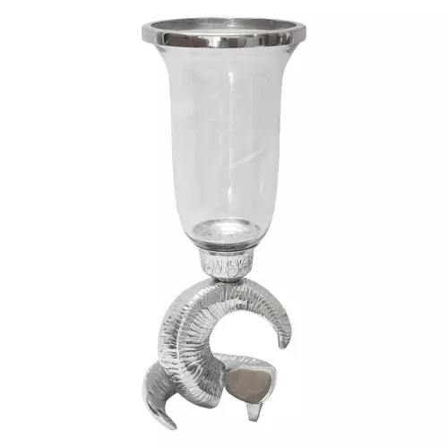 Windlicht Travis 20x20x49cm met ramshoorn voet