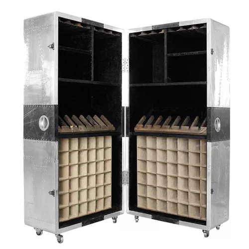 Payaa Vliegtuig Wijnkast Sussex 86x80x177cm met zwart leer (102319)