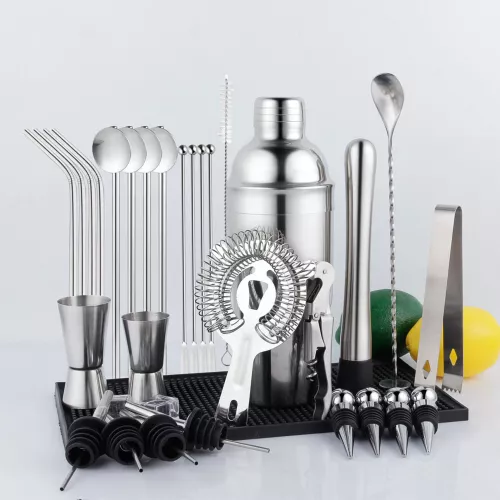 Payaa 30-delige roestvrijstalen cocktailshaker set 750ml shaker met 360° draaibare acrylbasis (8052025)